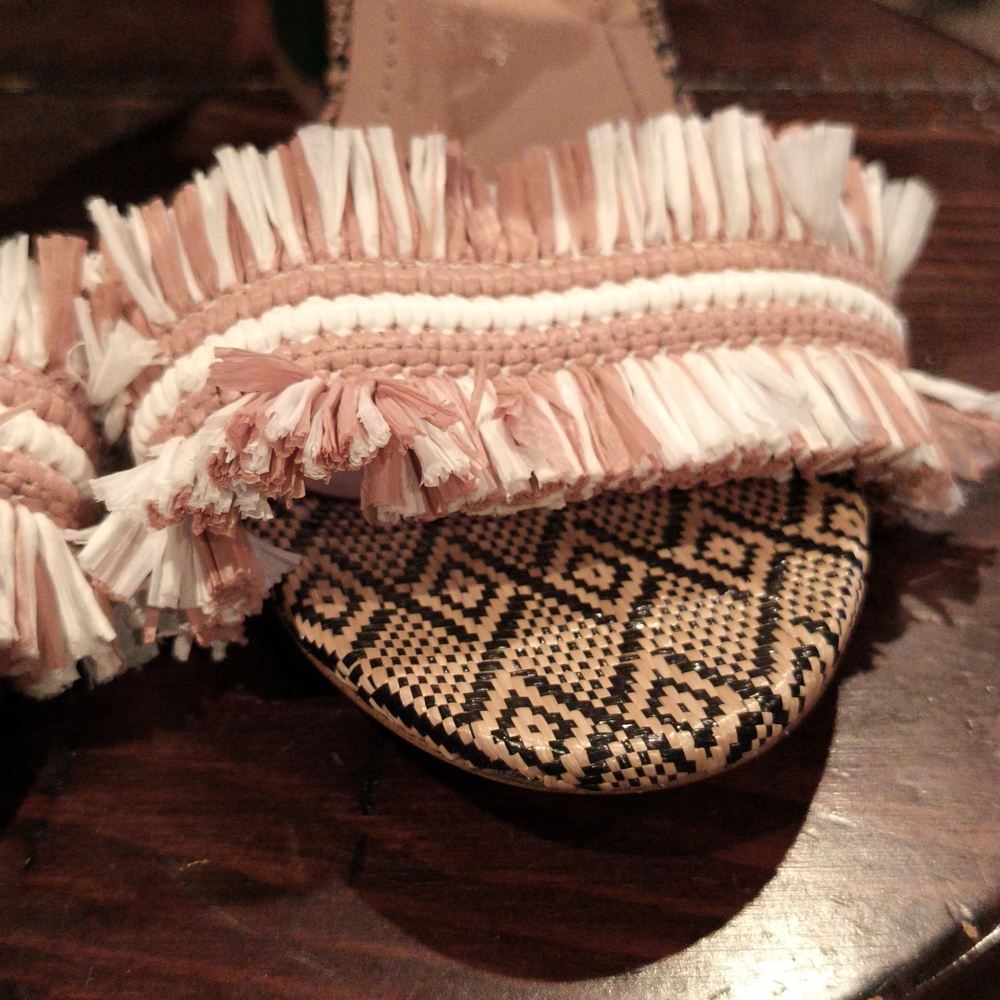 FINAL PRICE Coach Women's Green Tan and White Sandals w Chunky Heels 8.5 - Picture 11 of 13